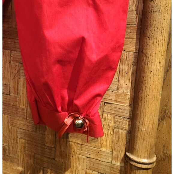 vintage 80s jumper romper one piece red cottagecore lace bow handmade in USA 4 - Picture 7 of 10